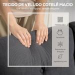 Sofá Chaise Longue Reversível Sofá de Canto em Forma de L de 3 Lugares Estofado em Veludo Cotelê 192x137x84 cm Cinzento Escuro