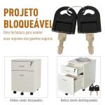 Bloco de Gavetas de Madeira Móvel para Arquivos no Escritório com 5 Rodas para Escritório Secretaria 40x49x58 cm Branco