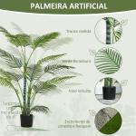 Planta Artificial Decorativa 170 cm Palmeira Artificial com Vaso e Folhas para Interior Casa Sala Escritório Verde