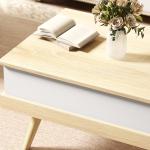 Mesa de Centro Elevatória com 3 Compartimentos de Armazenamento Ocultos e Pés de Madeira 100x79x54 cm Madeira e Branco