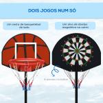 Tabela de Basquetebol com Altura Ajustável 129 - 179 cm Aro de Basquetebol com Alvo Magnético e Dardos Ø38x129 - 179 cm Preto