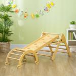 Triângulo de Escalada de Madeira 5 em 1 Escada para Crianças de 18 - 48 Meses com Rampa e Arco de Escalada 178x64,5x63 cm Madeira