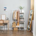 Suporte para Cabides com 4 Prateleiras de Armazenamento e Barra de Pendurar Estilo Industrial 101x39x160cm Madeira e Branco