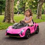 Carro Elétrico para Crianças Lamborghini 12V Controlo Remoto Faróis Buzina Arranque Lento e Música MP3 114,5x64x45,5 cm Rosa