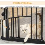 Barreira de Segurança para Cães com Porta Pequena Fechamento Automático e Sistema Duplo de Bloqueio 74 - 101x104,1 cm Preto