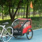Reboque de Bicicleta para Crianças acima de 18 Meses Reboque de Bicicleta com 2 Lugares com Cinto de Segurança Espaço de Armazenamento e Sistema de Amortecimento 140x88x90 cm Vermelho