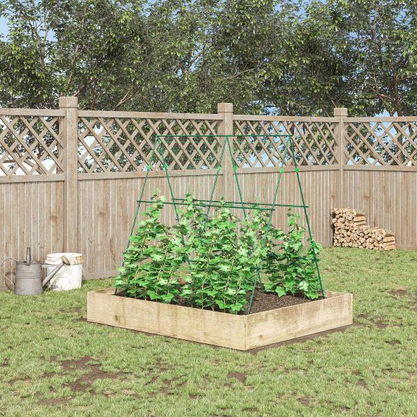 Treliça de Jardim Triangular Suporte para Plantas Trepadeiras com Estrutura em Aço 180x100x180 cm Verde