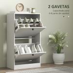Sapateira Estreita Móvel Sapateira com 2 Gavetas Abatíveis e Prateleiras Ajustáveis para 8 Pares de Sapatos 47x26x85 cm Branco