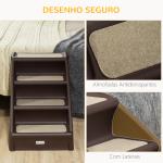 Escada Dobrável para Animais de Estimação de 4 Degraus Portátil com Tapetes Antiderrapantes 62x38x49,5cm Marrom Escuro