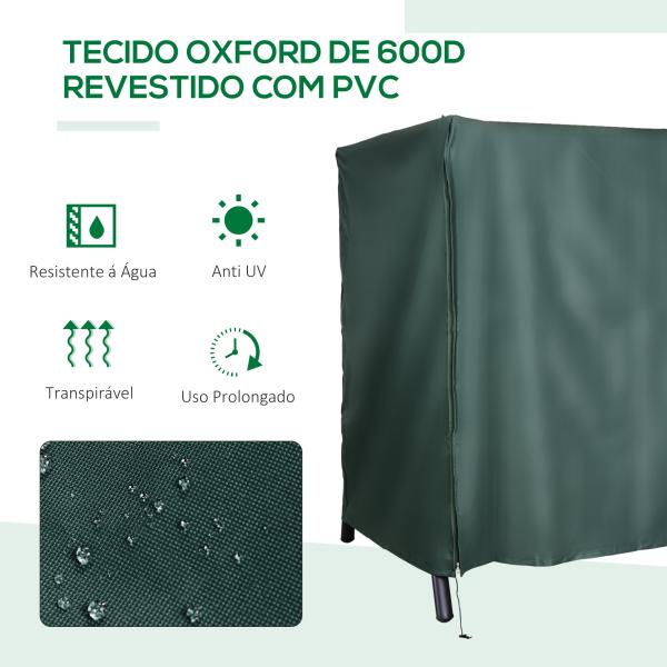 Capa para Móveis de Jardim Capa Protetora para Baloiços de Exterior com Zíper 177x114x152cm Verde