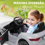 Carro Elétrico para Crianças Maserati Gran Turismo Folgore 12V Controlo Remoto Faróis Buzina e Música MP3 98x59x43 cm Cinza
