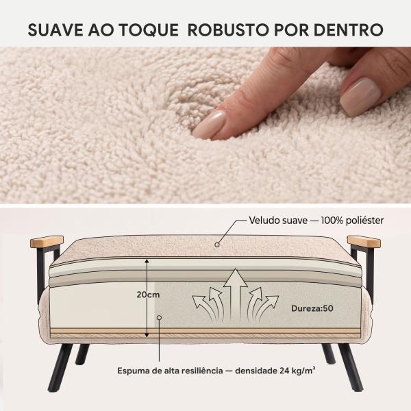 Sofá Cama Convertível 2 Lugares Dobrável com Encosto Ajustável em 5 Níveis e 2 Almofadas 102x73x81 cm Bege Creme