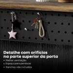 Aparador de 2 Portas com Orifícios 2 Compartimentos e Gaveta Prateleiras Ajustáveis 100x40x80 cm Preto e Castanho Rústico