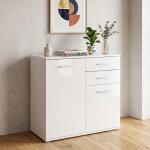 Armário Aparador Multiuso com Portas e Gavetas Amplo Espaço de Armazenamento para Sala de Estar 71x35x76cm Branco