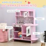 Cozinha Infantil para Crianças acima de 3 Anos Cozinha Infantil com Luzes Sons Lavatório Fogão e Forno 70x29x90cm Rosa