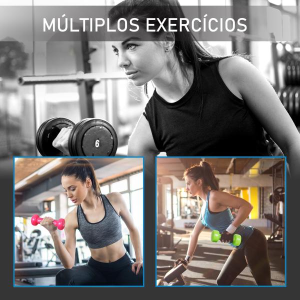 Jogo de 8 Halteres Hexagonais 4 Pares 2kg 1,5kg 1kg 0,5kg com Revestimento Pesos para Exercícios em Casa Academia Aço Multicolor