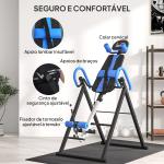 Mesa de Inversão Dobrável com Cinto de Segurança Altura Regulável para Utilizadores de 1,30 a 1,90 m 79x114x153 cm Preto e Azul