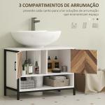 Móvel para Lavatório Pousar Móvel Casa de Banho com 2 Portas e Compartimento Aberto para Lavatório com ou sem Pedestral 80x40x60 cm Branco e Madeira