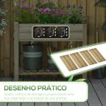 Horta Urbana de Madeira com Prateleira Mesa de Cultivo Retangular com Orifícios de Drenagem para Cultivos Plantas Jardim Terraço Exterior Carga 80 kg 91x51x76 cm Natural