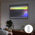 Tela de Projeção Elétrica Portátil Universal100" 4:3 com Controlo Remoto Suspensa na Parede 203x152 cm Branco