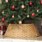 Saia para Árvore de Natal Rústica com Design Entrançado e Cobre - pé Ø68x22 cm Natural