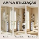 Armário Alto para Casa de Banho com 2 Prateleiras 1 Porta e 2 Gavetas 15x33x136 cm Branco