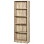 Estante para Livros de 5 Níveis com Prateleira Ajustável e Desenho Anti - Tombo Estante de Armazenamento 63x29,5x176 cm Madeira
