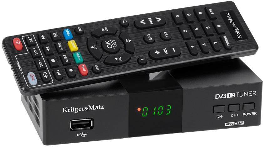 Receptor TDT Full HD DVB - T/T2 H.265 HEVC Display/Botões Frontais - KRUGER&MATZ