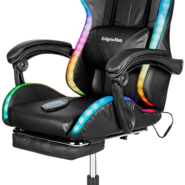 Cadeira Gaming GX - 150 LED RGB c/ Função de Massagem (Preto) - Kruger&Matz