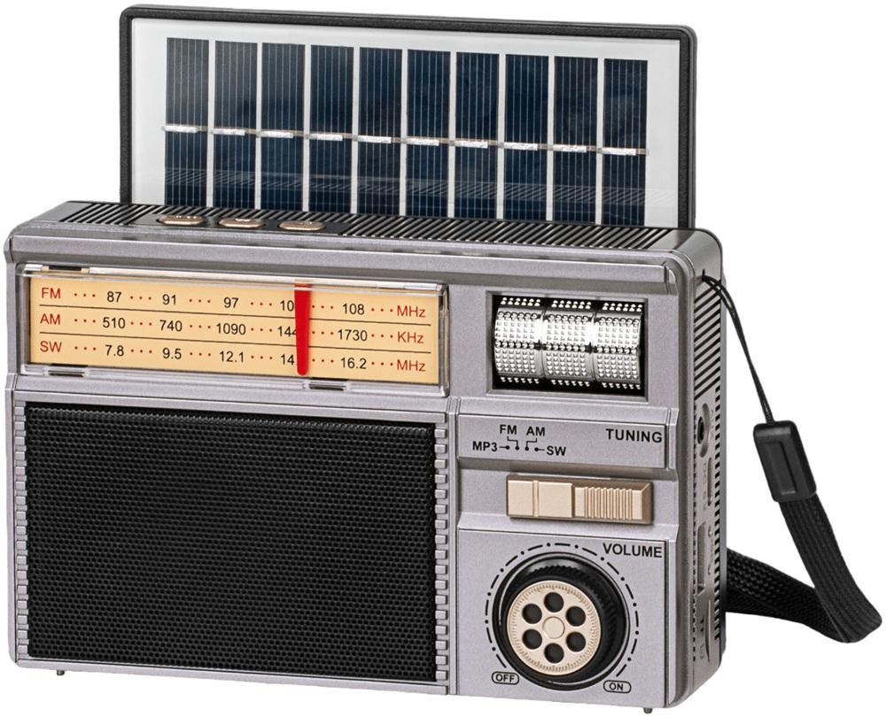 Rádio Portátil AM/FM Analógico 3W BLUETOOTH/MP3/USB/microSD c/ Painel Solar - Kruger&Matz