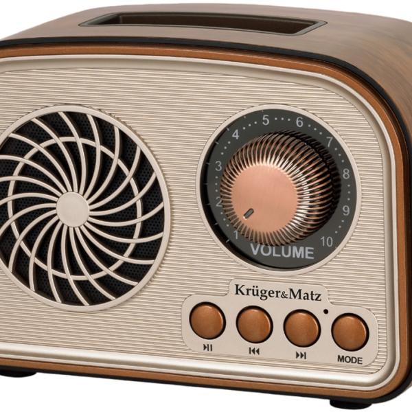 Rádio Portátil AM/FM Analógico 5W BLUETOOTH/AUX/microSD - Kruger&Matz