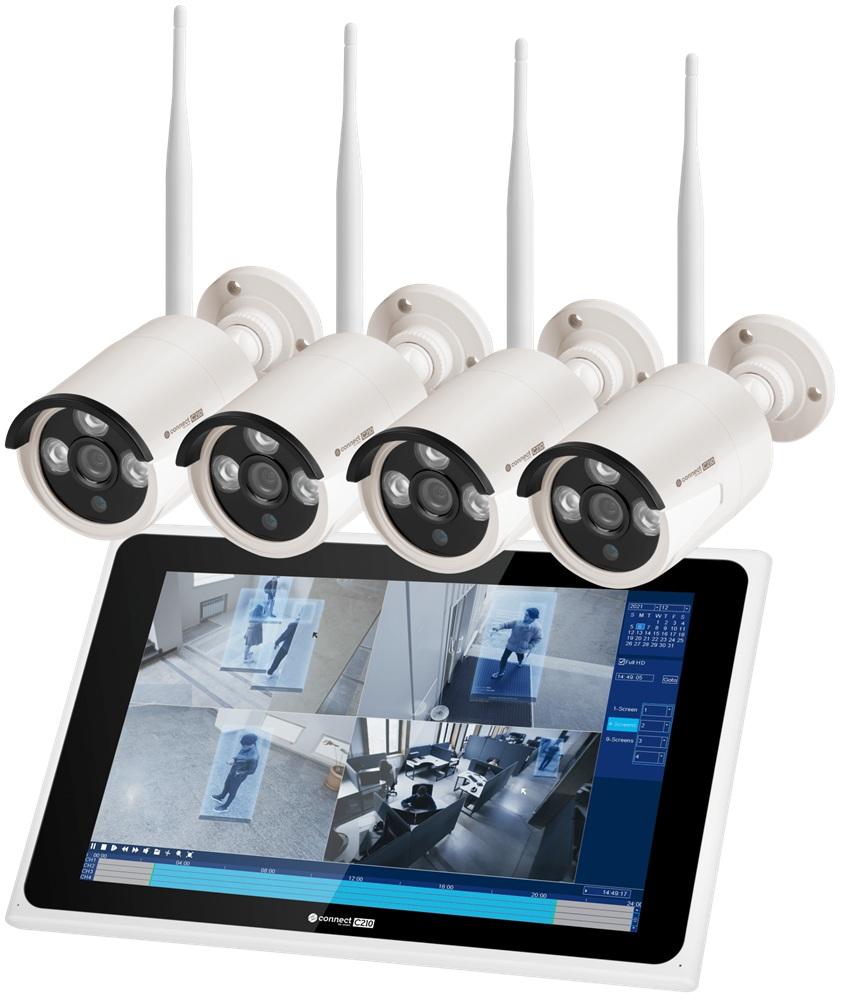 Pack Vigilância IP Wi - Fi Connect C210 (Gravador/Ecrã + 4 Câmaras 2Mpx IR IP66) - Kruger&Matz