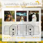 Grade de Segurança de Carro para Cães com Largura Ajustável Grade para Cães de Carro Dobrável 93 - 150x42 cm Preto