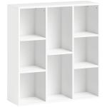 Estante de 3 Níveis Estante para Livros com 8 Compartimentos Desenho Vertical ou Horizontal 74,3x24x80 cm Branco