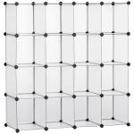 Armário Modular de Plástico Organizador de Sapatos com 16 Cubos de 30x30x30cm para Entrada Corredor 125x32x125 cm Transparente
