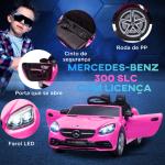 Carro Elétrico Mercedes SLC 300 12V para Crianças de 3 - 6 Anos com Controlo Remoto Faróis LED Buzina Música TF USB e Abertura da Porta 3 - 5km/h 107x62,5x44cm Rosa