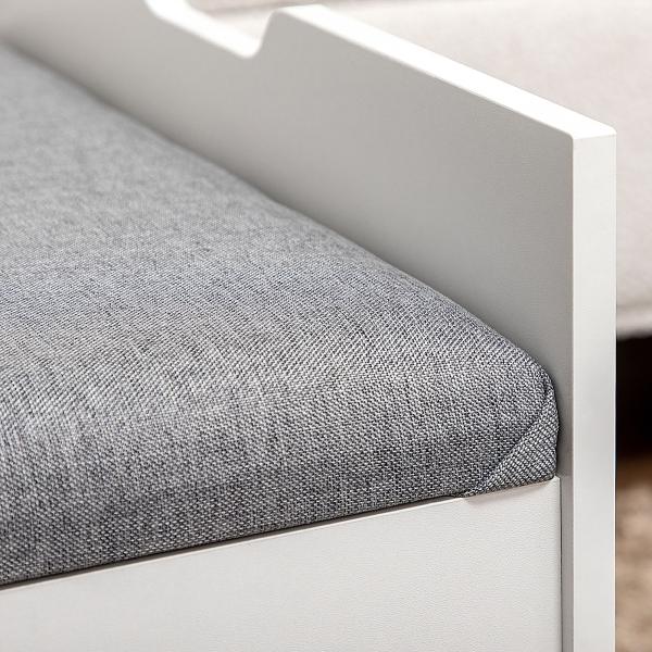 Toucador com Banco Oculto e Espelho Rebatível Mesa de Maquilhagem com Gaveta e 7 Compartimentos Banco Acolchoado Branco