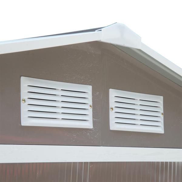 Abrigo de Jardim 213x130x185cm Abrigo de Jardim Metálico de Exterior com 2 Portas Deslizantes e 4 Janelas Cinza Claro