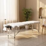 Marquesa de Massagem Dobrável e Portátil com Altura Ajustável e Apoio para a Cabeça 215x81x61 - 84 cm Branco