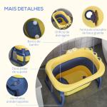 Banheira Dobrável para Bebé de 0 - 6 Anos Capacidade 105L Banheira Portátil para Crianças 75,3x55,4x43cm Amarelo e Azul