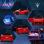 Carro Elétrico para Crianças Maserati Gran Turismo Folgore 12V Controlo Remoto Faróis Buzina e Música MP3 98x59x43 cm Vermelho