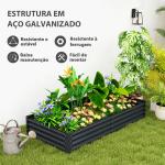 Caixa de Plantio de Aço Galvanizado para Cultivar Plantas Flores Floreira Grande de Exterior Retangular com Fundo Aberto 180x90x30 cm Cinzento Escuro