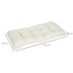 Almofada para Bancos de 2 Lugares Almofada Retangular para Interiores e Exteriores Lavável 110x48x8cm Creme
