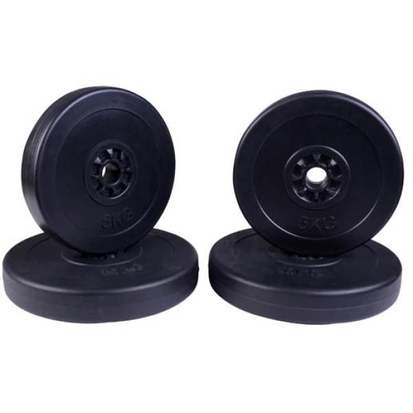 Conjunto de 4 discos de peso de 5 kg e 10 kg com orifício de Ø25 mm preto