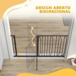 Barreira de Segurança para Cães com 3 Extensões Montagem a Pressão Duplo Bloqueio 75 - 145x76 cm Preto