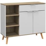 Aparador Branco para Sala de Estar com 1 Gaveta 2 Portas de Fechamento Suave e Prateleiras Ajustáveis 95x35x85 cm Madeira