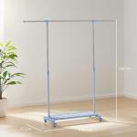 Charriot com Rodas com Barra de Aço Inoxidável e Prateleira para Sapatos Altura Ajustável 94 - 159x42x93 - 168 cm Azul