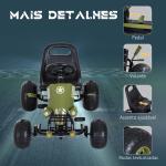 Kart a Pedais com Assento Ajustável Embreagem Travão de Mão para Crianças de 3 - 6 Anos 99x65x56 cm Verde e Preto