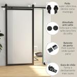 4FT/122CM Kit de Ferragens para Porta Deslizante Dobrável para 2 Portas com Trilho para Celeiro Preto