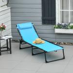 Espreguiçadeira de jardim dobrável e ajustável com 4 posições sistema de laço Estrutura de Aço 197x58x76 cm azul claro